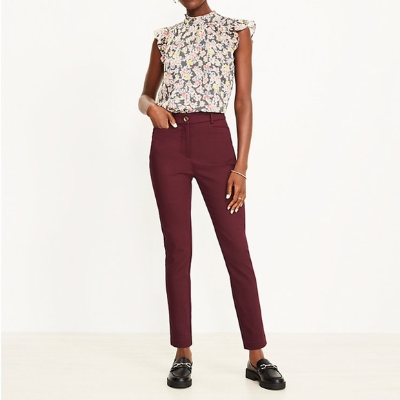 LOFT Ann Taylor The Perfect Skinny Burgundy Pants 2 Curvy NWT - Picture 2 of 11